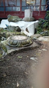 灯籠の据え直し