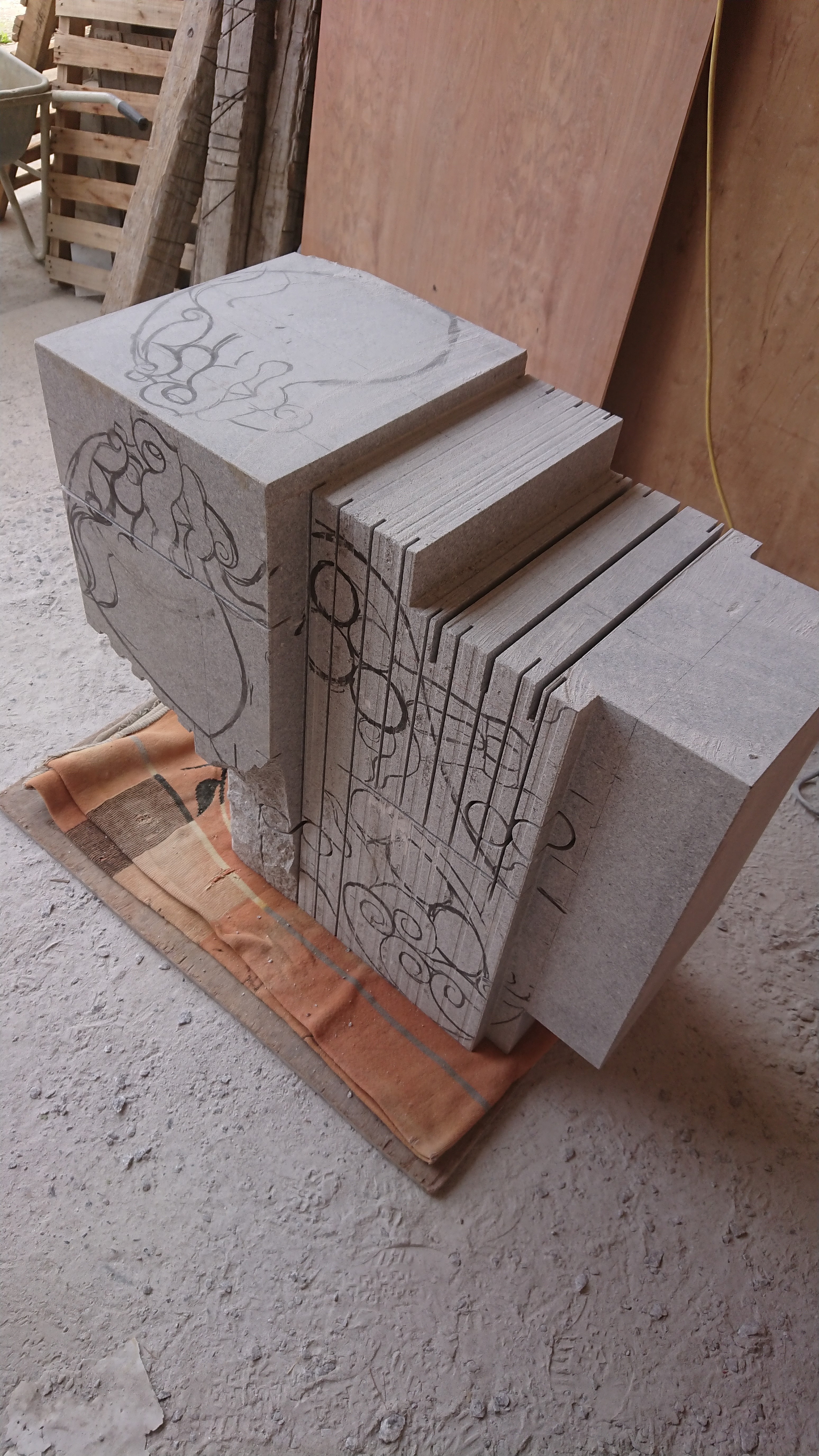 「岡崎型狛犬　彦根市久留美神社に奉納！！　13　　対の加工編　　」