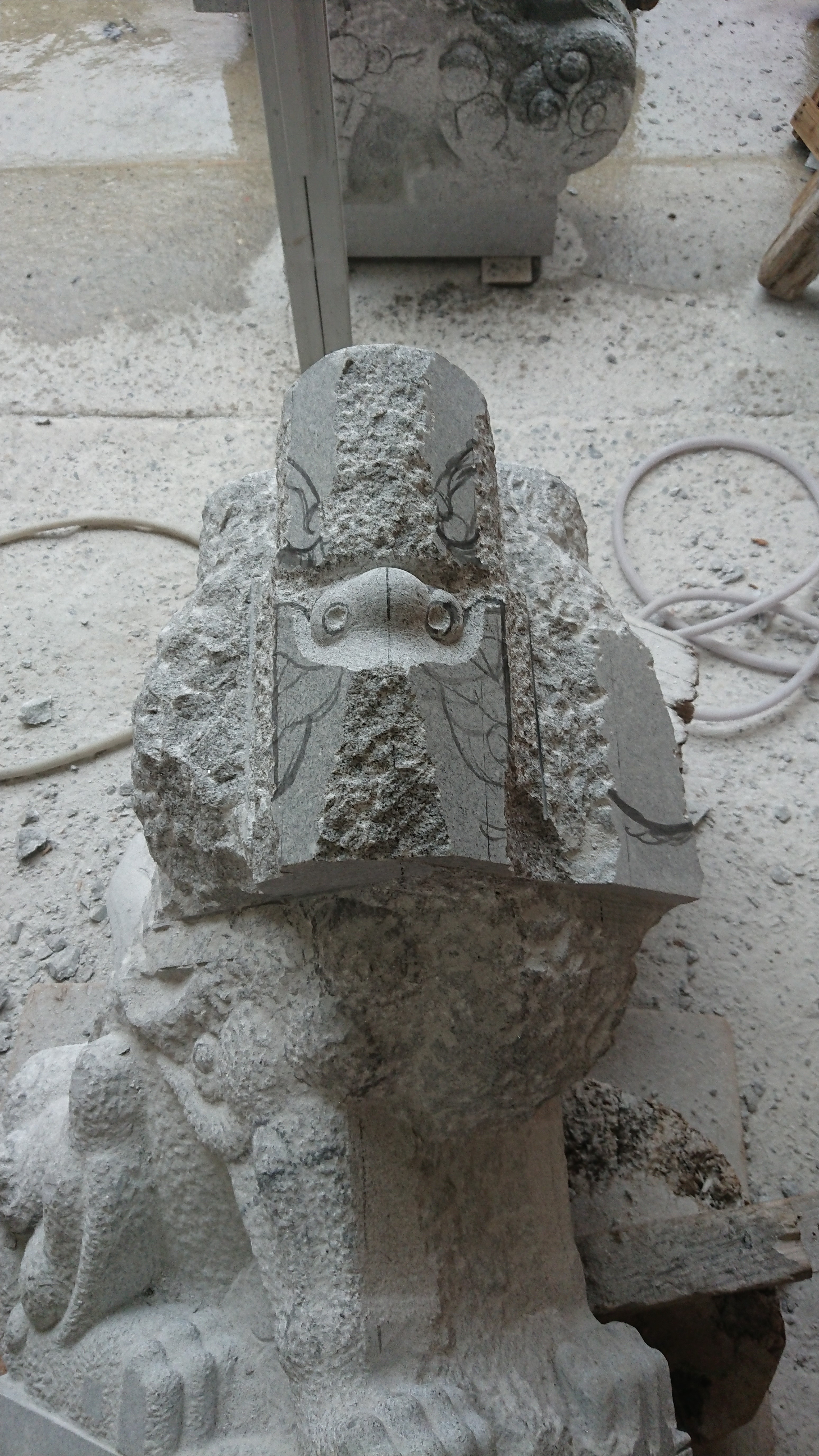 「岡崎型狛犬　彦根市久留美神社に奉納！！　16　　吽型の顔加工動画編　　」